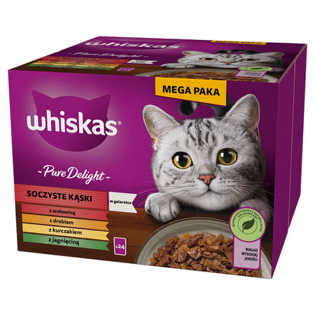 Whiskas Adult Soczyste Kąski Pure Delight Saszetki 48x85g Mokra Karma Dla Dorosłych Kotów w Galaretce