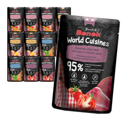 Super Benek World Cuisines Mix Smaków 12x100g Mokra Karma Dla Kota z Kaczką Kurczakiem Cielęciną i Łososiem
