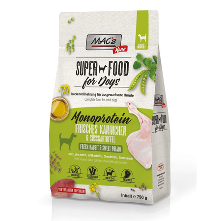 MAC's Dog Sucha Karma Monoproteinowa Z Królikiem 750g Dla Psów Skłonnych Do Alergii
