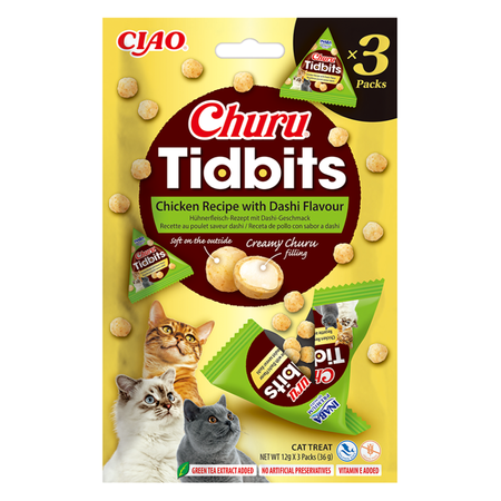 Inaba Cat Churu Tidbits 3x12g Przysmak Dla Kota Z Kurczakiem O Smaku Bulionu Dashi