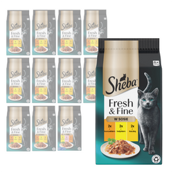 Sheba Fresh&Fine Saszetki 72x50g Mokra Karma Dla Kotów W Sosie Kurczak Indyk Kaczka