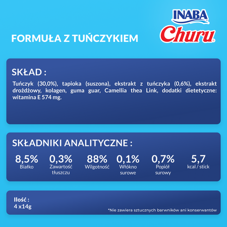 Inaba Dog Churu Przysmak Pasta Dla Psa 4x14g z Tuńczykiem