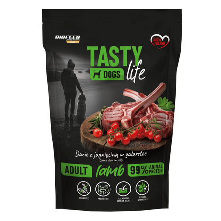 Biofeed Tasty Dogs Life z Jagnięciną w Galaretce 10x500g Bezzbożowa Mokra Karma Dla Psa