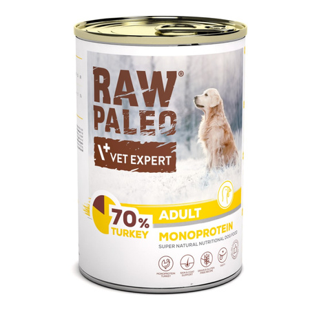 Vet Expert Raw Paleo Adult Monoprotein 24x400g Mokra Karma Dla Psa z Indykiem