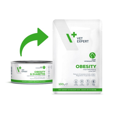 VetExpert Veterinary Diet Obesity Cat 12x100g Mokra Weterynaryjna Karma Dla Kotów Redukująca Nadmierną Masę Ciała