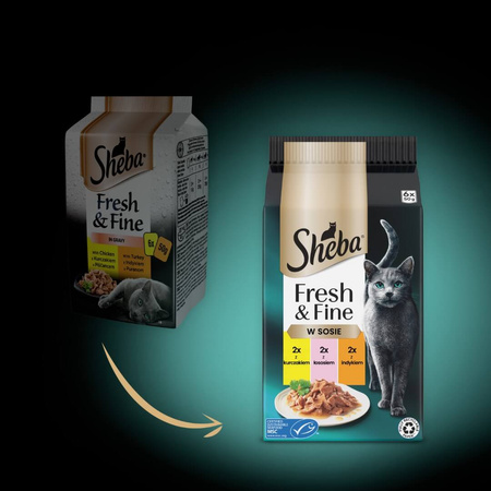 Sheba Fresh & Fine Saszetki 72x50g Mokra Karma W Sosie Dla Kotów Kurczak Łosoś Indyk