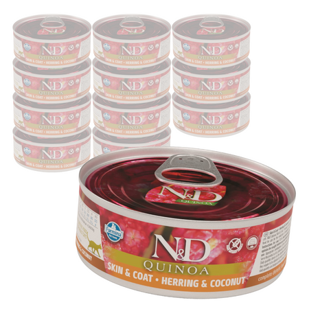 Farmina N&D Cat Quinoa Skin & Coat Herring & Coconut 12x80g Mokra Karma Dla Kota Śledź Z Kokosem Na Skórę I Sierść