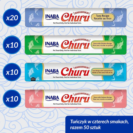 Inaba Cat Churu 50x14g (700g) Kremowy Przysmak Dla Kota Pasta Mix Z Tuńczykiem Słoik