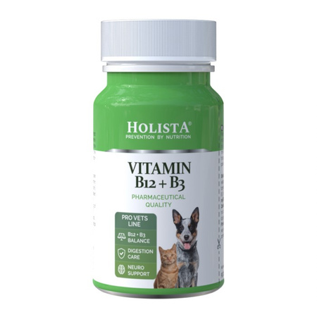 Holista Vitamin B12 + B3 90 Tabletek Suplement Dla Psa i Kota Układ Nerwowy Wsparcie Trawienia Jelit i Wątroby