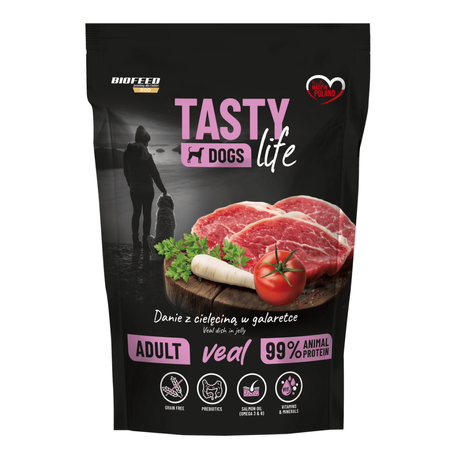 Biofeed Tasty Dogs Life z Cielęciną w Galaretce 6x500g Bezzbożowa Mokra Karma Dla Psa 5+1 GRATIS