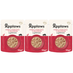 Applaws Cat Mokra Karma Dla Kota 3x70g Pierś Z Kurczaka z Wołowiną w Galaretce 