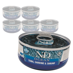 Farmina N&D Cat Ocean Tuna Sardine Shrimps 6x70g Mokra Karma Dla Kota Tuńczyk Sardynka Krewetka