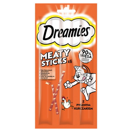 Przysmak Dreamies 5x30g Karma Uzupełniająca Dla Dorosłych Kotów Pałeczki Z Kurczakiem