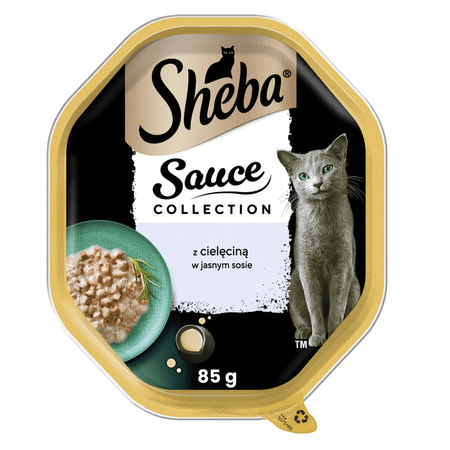 Sheba Sauce Collection Tacka 22x85g Mokra Karma Pełnoporcjowa Dla Kota Kawałki Z Cielęciną W Sosie