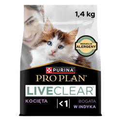 Purina Pro Plan LiveClear Kitten 1,4kg Sucha Karma z Indykiem Dla Kociąt