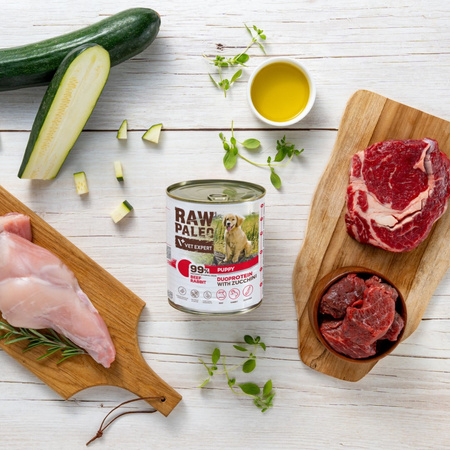 Raw Paleo Beef&Rabbit Puppy Duoprotein 6x400g​ Mokra Karma Dla Szczeniąt z Wołowiną i Królikiem