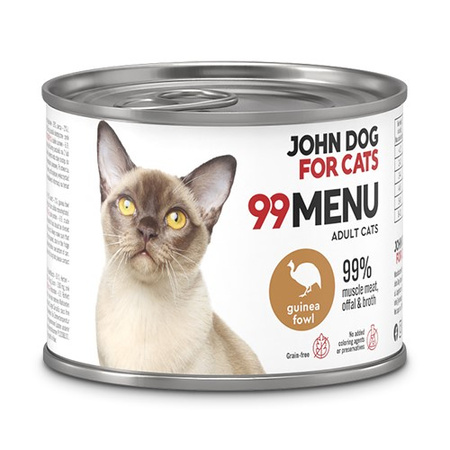 John Dog for Cats 99 Menu Mokra Karma Dla Dorosłych Kotów Z Perliczką 12x200g