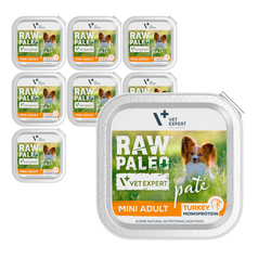 Raw Paleo Pate Mini Adult Turkey Tacka 8x150g Mokra Karma Dla Psów Małych Ras z Indykiem