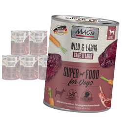 MAC's Dog 6x800g Bezzbożowa Mokra Karma Dla Psa z Dziczyzną i Jagnięciną