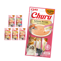 Inaba Cat Churu Salmon Recipe 24x14g Kremowy Przysmak Dla Kota Pasta Mix 4 Smaków