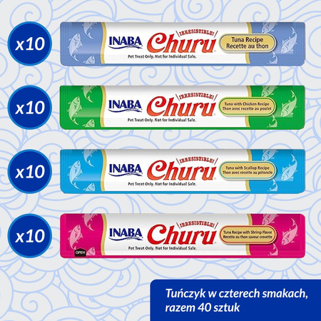 Inaba Cat Churu 40x14g (560g) Kremowy Przysmak Dla Kota Pasta Mix Z Tuńczykiem I Owocami Morza