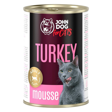 John Dog for Cats Mus z Indykiem 6x400g Bezzbożowa Mokra Karma Dla Kota