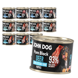 John Dog Pure Black Puppies 12x200g Mokra Karma Dla Szczeniąt Mix 3 Smaków