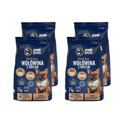 John Dog BERRY MAŁE / ŚREDNIE RASY wołowina z krylem 4x 3kg sucha karma dla psa
