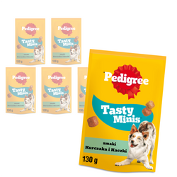 Pedigree Tasty Minis Chewy Cubes Z Kurczakiem 6x130g Przysmak dla psa