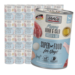 MAC's Puppy Bezzbożowa Mokra Karma Dla Szczeniąt Z Kurczakiem I Cielęciną 24x400g Zdrowe Kości Skóra I Sierść