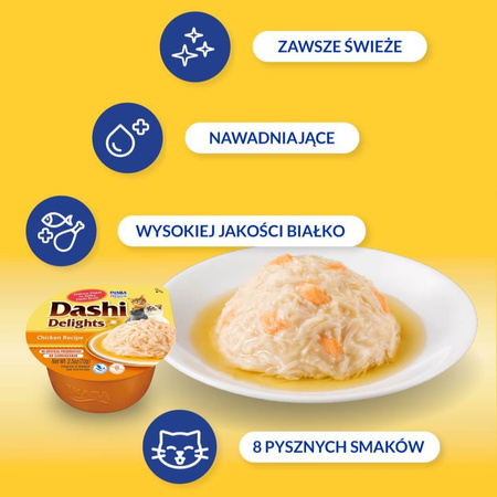 Inaba Cat Dashi Delights 6x70g Uzupełniająca Karma Dla Kota Bulion z Kurczakiem  3+3 Gratis