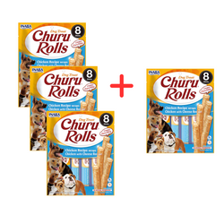 Inaba Dog Churu Rolls Wraps 4x96g Przysmak dla Psa Kurczak z Serem 3+1 Gratis