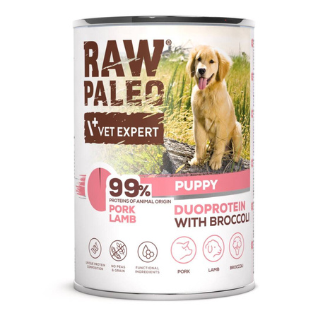 Raw Paleo Puppy Duoprotein Mix Smaków 24x400g​ Mokra Karma Dla Szczeniąt