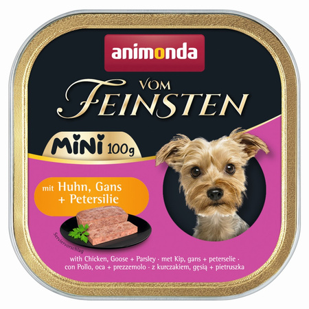 Animonda Vom Feinsten Mini 32x100g Mokra Karma Dla Psa z Kurczakiem Gęsią i Pietruszką