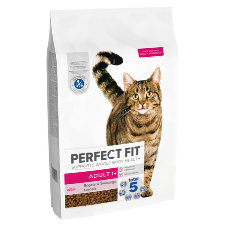 Perfect Fit Adult 1+ Sucha Karma Dla Dorosłych Kotów 7kg Bogata W Świeżego Łososia 