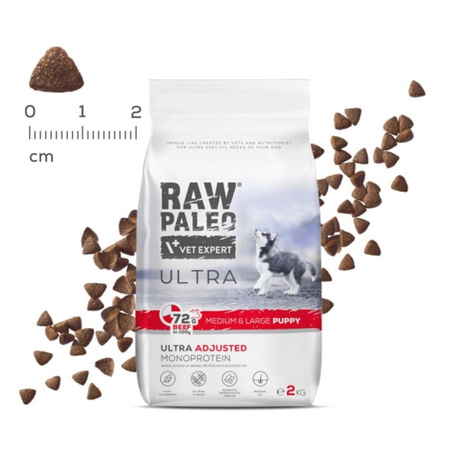 Raw Paleo Ultra Beef Medium & Large Puppy 10kg Sucha Karma z Wołowiną Dla Szczeniąt