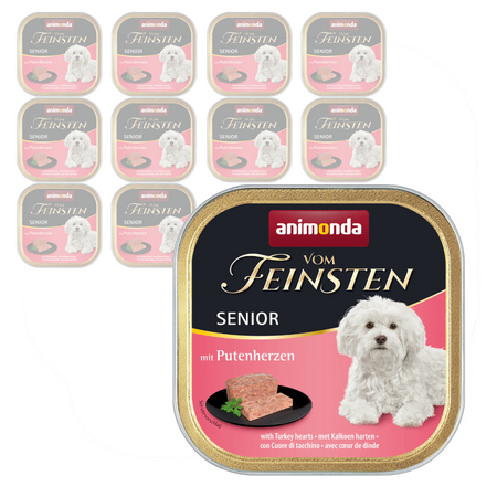 Animonda Vom Feinsten Senior 11x150g Mokra Karma Dla Starszego Psa z Indyczymi Sercami