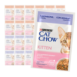 Purina Cat Chow Kitten 24x85g Mokra Karma Dla Kociąt  z Jagnięciną w Sosie i Indykiem w Galaretce