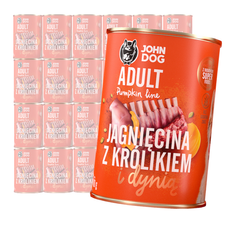JOHN DOG Karma Mokra Dla Psa Pumpkin Line Jagnięcina z Królikiem i Dynią 24x400g