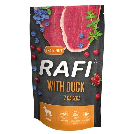 Rafi 10x500g Bezzbożowa Mokra Karma Dla Dorosłych Psów Z Kaczką Żurawiną I Borówką