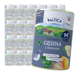 Baltica Gęsina z Indykiem 24x400g Duoproteinowa Bezzbożowa Mokra Karma Dla Psa