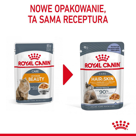 Royal Canin Hair & Skin 12x85g Mokra Karma Dla Kotów Dorosłych w Galaretce Zdrowa Skóra Piękna Sierść