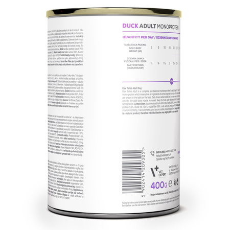 Raw Paleo Adult Monoprotein 400g Mokra Karma Dla Psa z Kaczką