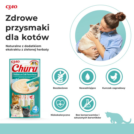 Inaba Cat Churu Chicken With Crab 24x14g  Kremowy Przysmak Dla Kota Pasta Z Kurczakiem I Krabem