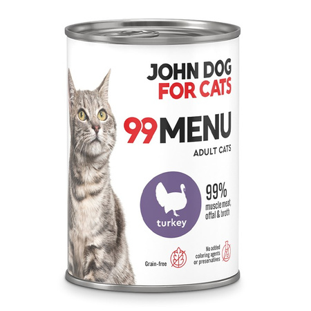 John Dog for Cats 99 Menu Mokra Karma Dla Dorosłych Kotów Z Indykiem 24x400g