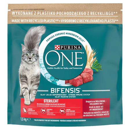 Purina One Bifensis Sterilcat 6x1,5kg Sucha Karma Dla Kota z Wołowiną