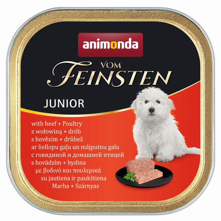 Animonda Vom Feinsten Junior 22x150g Mokra Karma Dla Szczeniąt Wołowina Z Drobiem