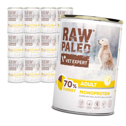 Vet Expert Raw Paleo Adult Monoprotein 12x400g Mokra Karma Dla Psa z Indykiem