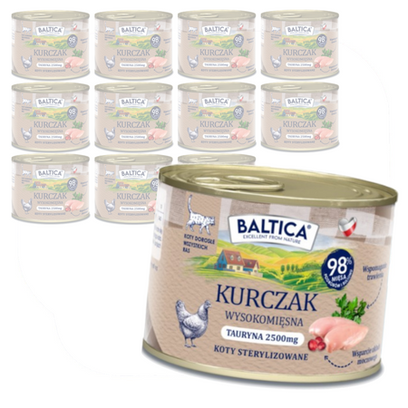 Baltica Smaki Regionów Kurczak 12x185g Bezzbożowa Mokra Karma Dla Kotów Sterylizowanych