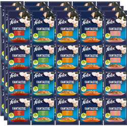 Felix Fantastic Karma Dla Kotów Mix Smaków W Galaretce 60x85g Królik Kurczak Wołowina Łosoś